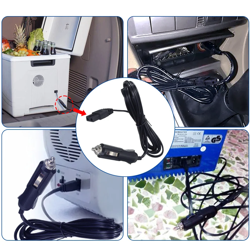 กล่องเย็นรถ2M 12V DC ตู้เย็นขนาดเล็ก2ขาปลั๊กสายตะกั่วรถยนต์ตู้เย็นจุดบุหรี่อุปกรณ์สายไฟ