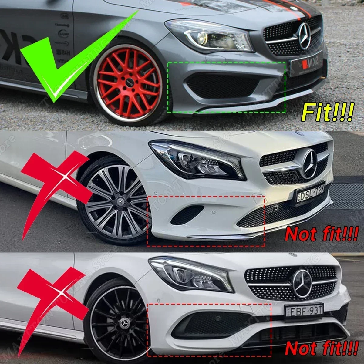 For Mercedes Benz CLA Class W117 C117 CLA45 200 220 250 AMG 2013-2015 Pre-facelift Front Bumper Cover Wind Knife Fog Lamp Trim