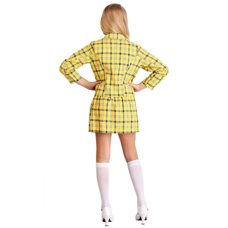 Film Clueless Cher Horowitz Dress Suit School Uniform College Jacket Skirt Knitted Sweater Halloween Cosplay Costume for Woman