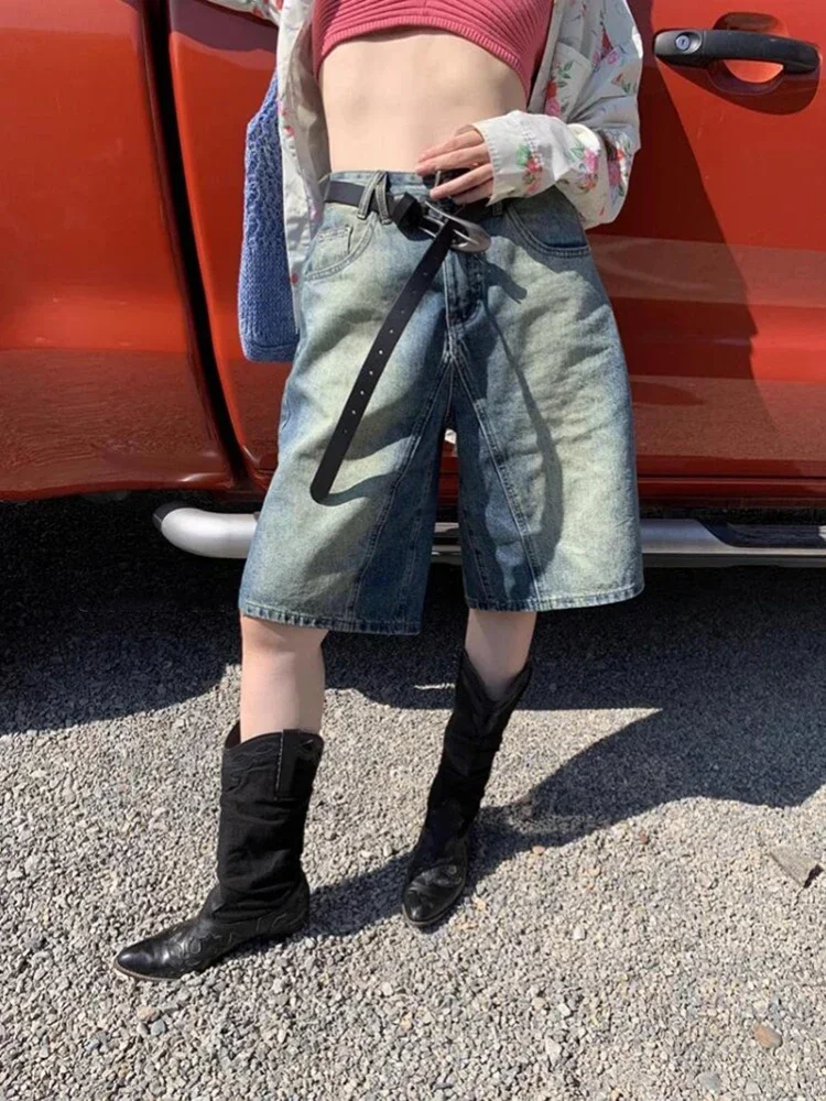 

Новые летние корейские тонкие джинсовые женские шорты, свободные повседневные синие шорты с высокой талией, женские модные уличные простые базовые женские шорты