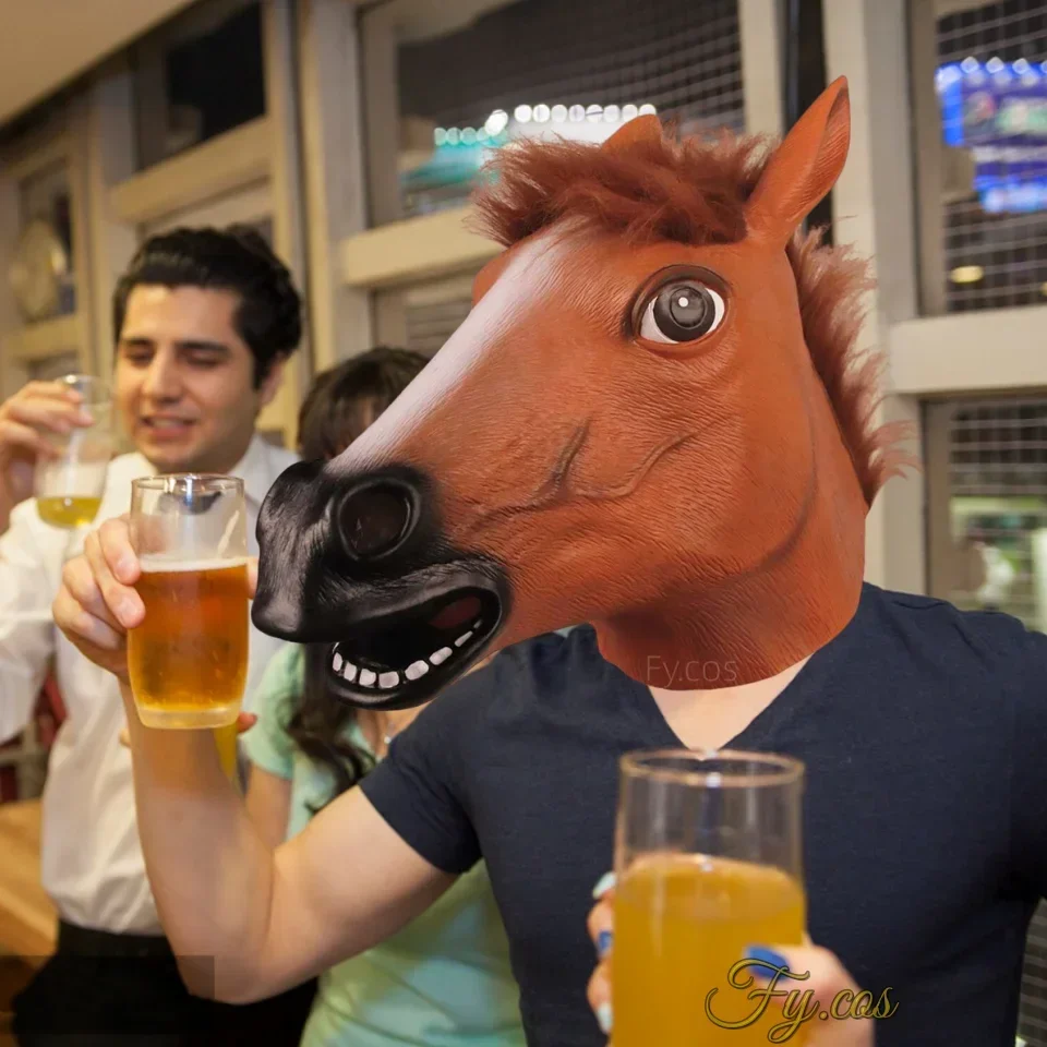 Horse Head Mask Monkey Donkey Penguin Funny Full Face Latex Mascara Animal Novelty Halloween Rave Cosplay Adult Woman Disguise