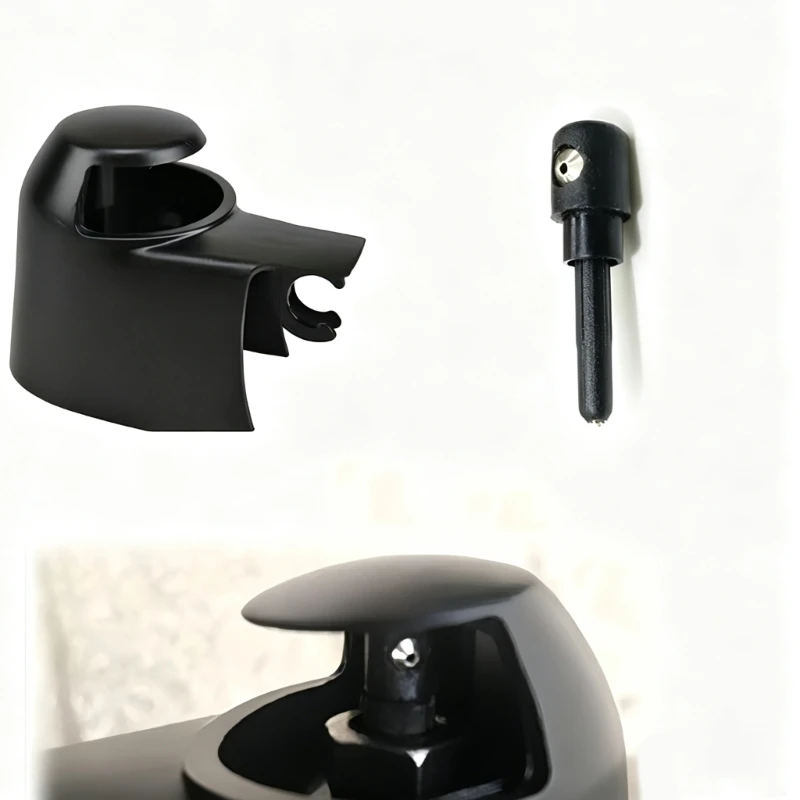 6Q6955435D Windshield Wiper Arm Washer Cover Cap Nut Jet Nozzle, Black Molded ABS Construction for Automotive Replacement H9EE