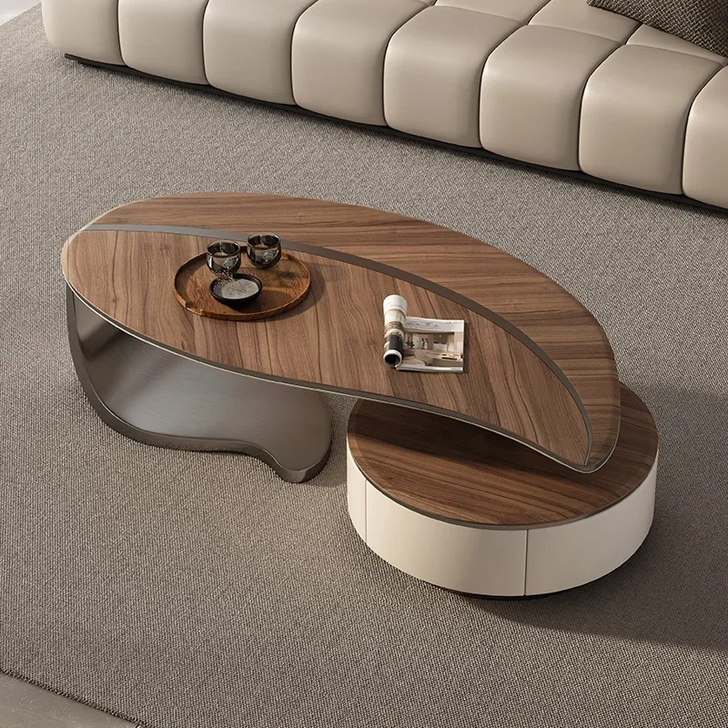 

Minimalist modern solid wood rock slab creative special-shaped small apartment villa living room household coffee table