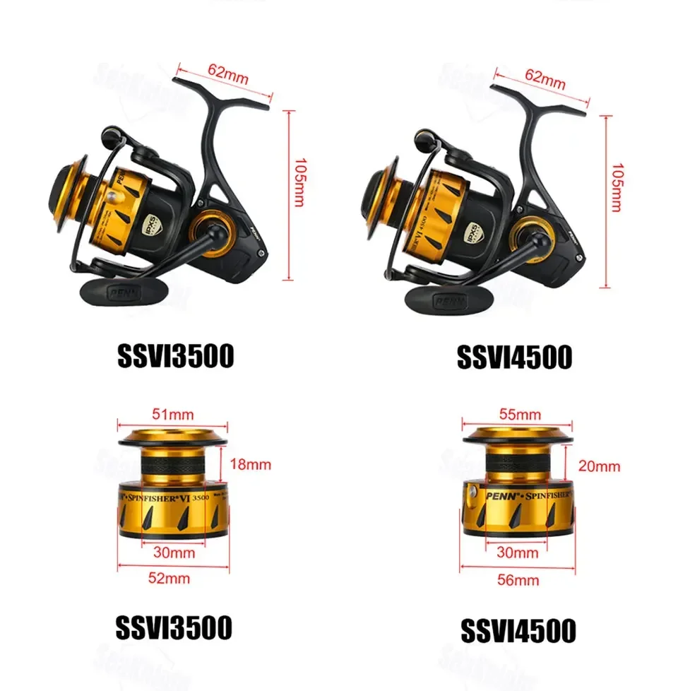 yyhc PENN SPINFISHER VI SSVI 3500 Spinning Saltwater Fly Sea Spinning Fishing Reel