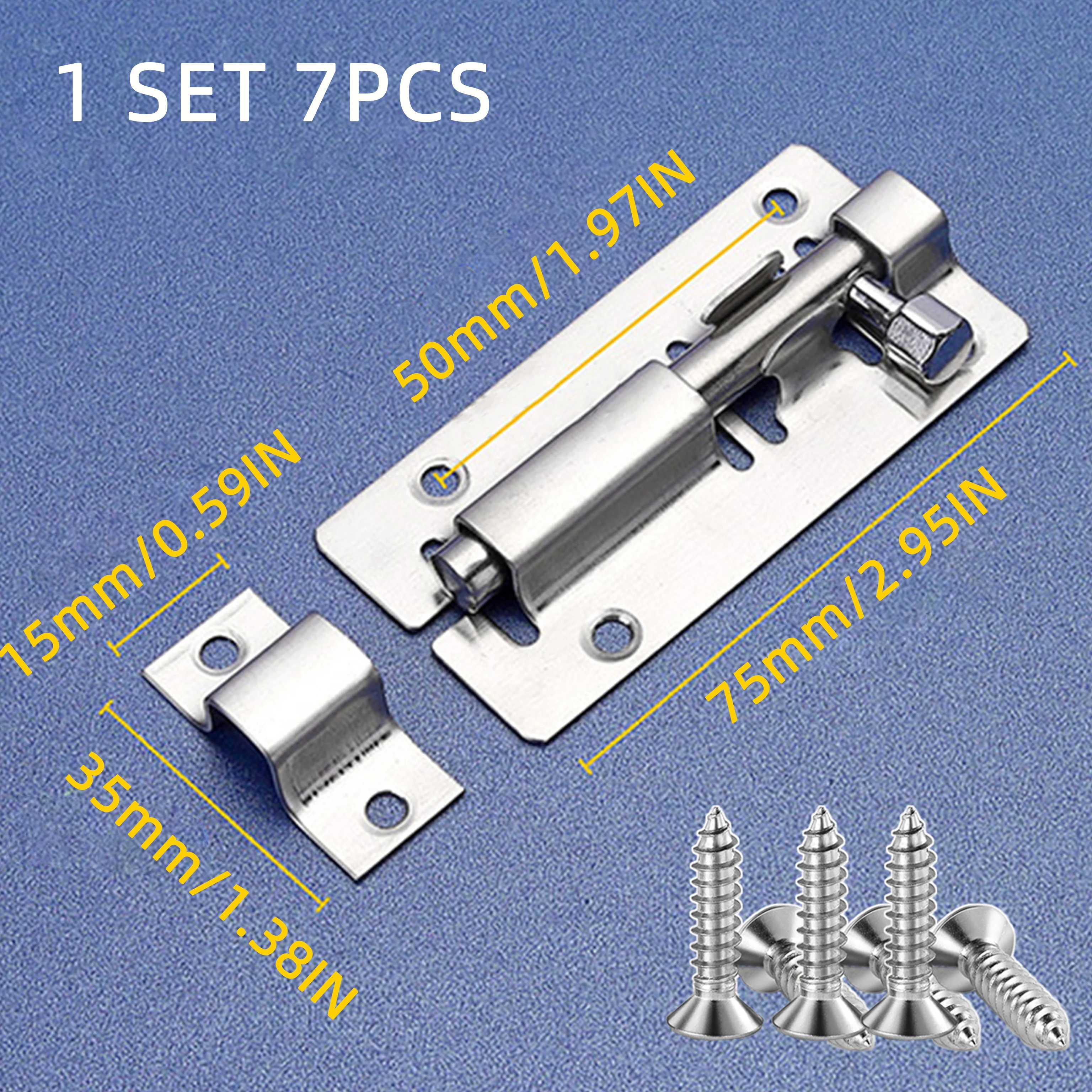 1/3/5 PCS 3 Inch Stainless Steel Slide Bolt Latch with Screws 75mm Heavy Duty Surface Mount Door Lock for Cabinet Window