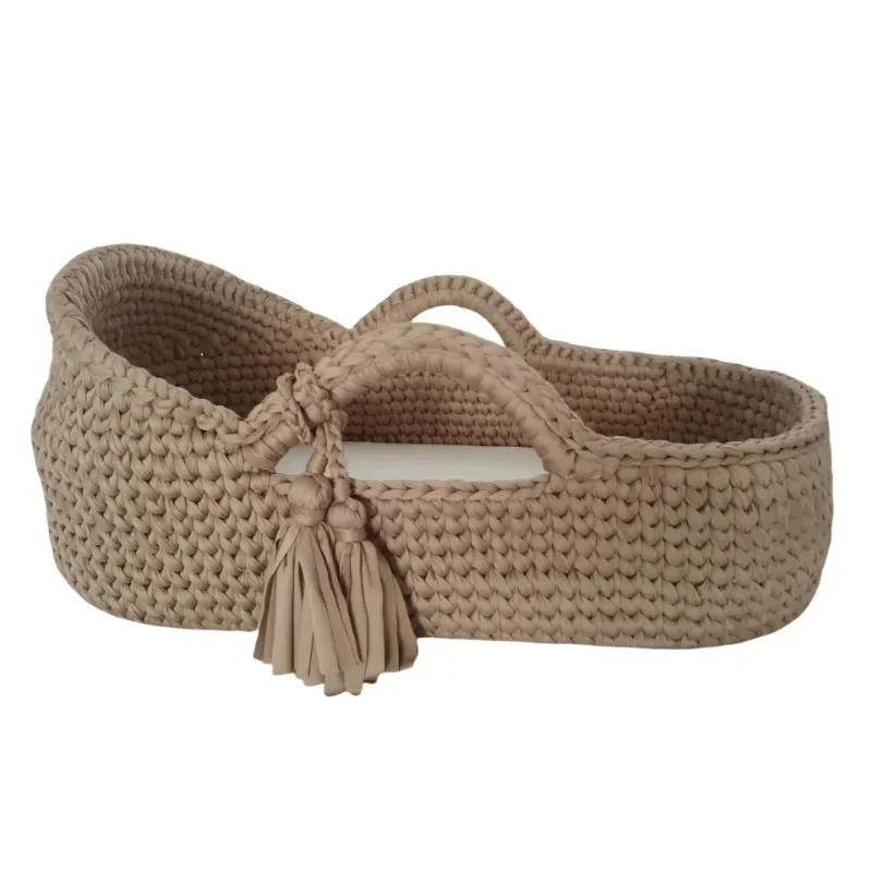 Hand Crocheted Single Layer Mos  Cradle Cotton Rope Woven Crib Cloth Strips Woven Newborn Cradle
