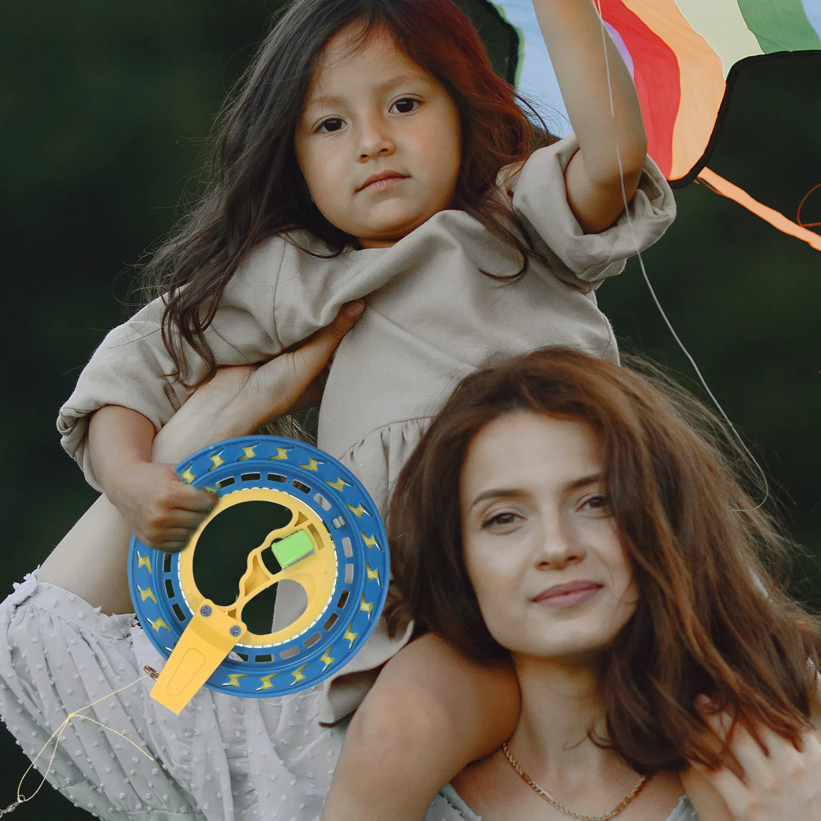 1 pz Mulinello per aquilone in plastica 18 cm Azzurro 200M con filo in acciaio colorato con perline di cristallo, resistente in ABS, per aquiloni da esterno con freno a mano