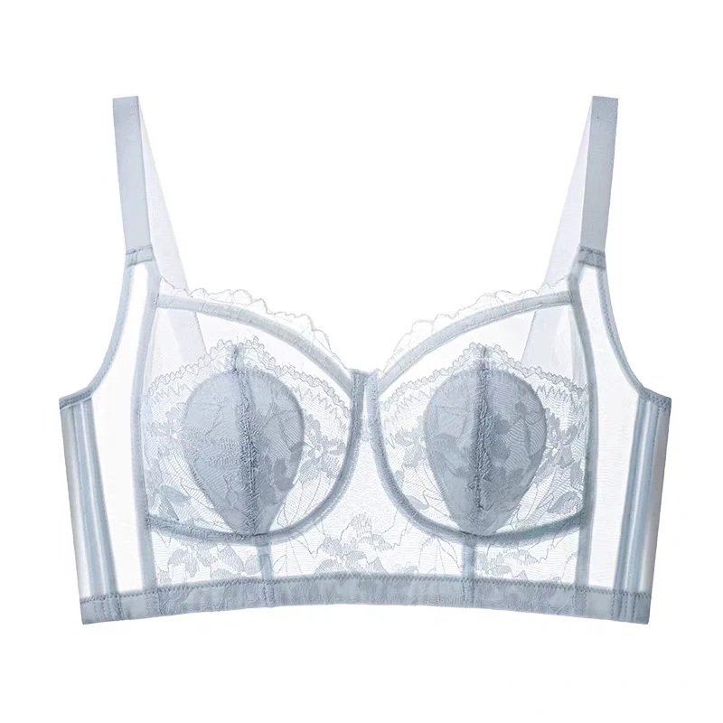 

Rabbit Ear Cup Bra Full Figure Minimizer Push Up Lift Anti-Sagging Side Support Summer Thin Breathable Light No Pressure Comfort