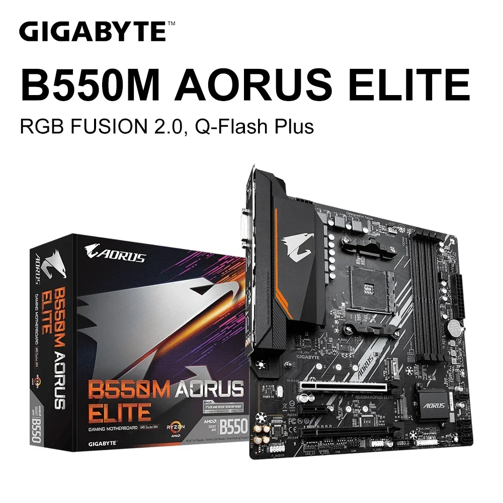 GIGABYTE New B550M AORUS ELITE Motherboard Micro-ATX Socket AM4 For Ryzen 5000 4000 3000 Series CPU Dual Channel DDR4 SATA3 M.2