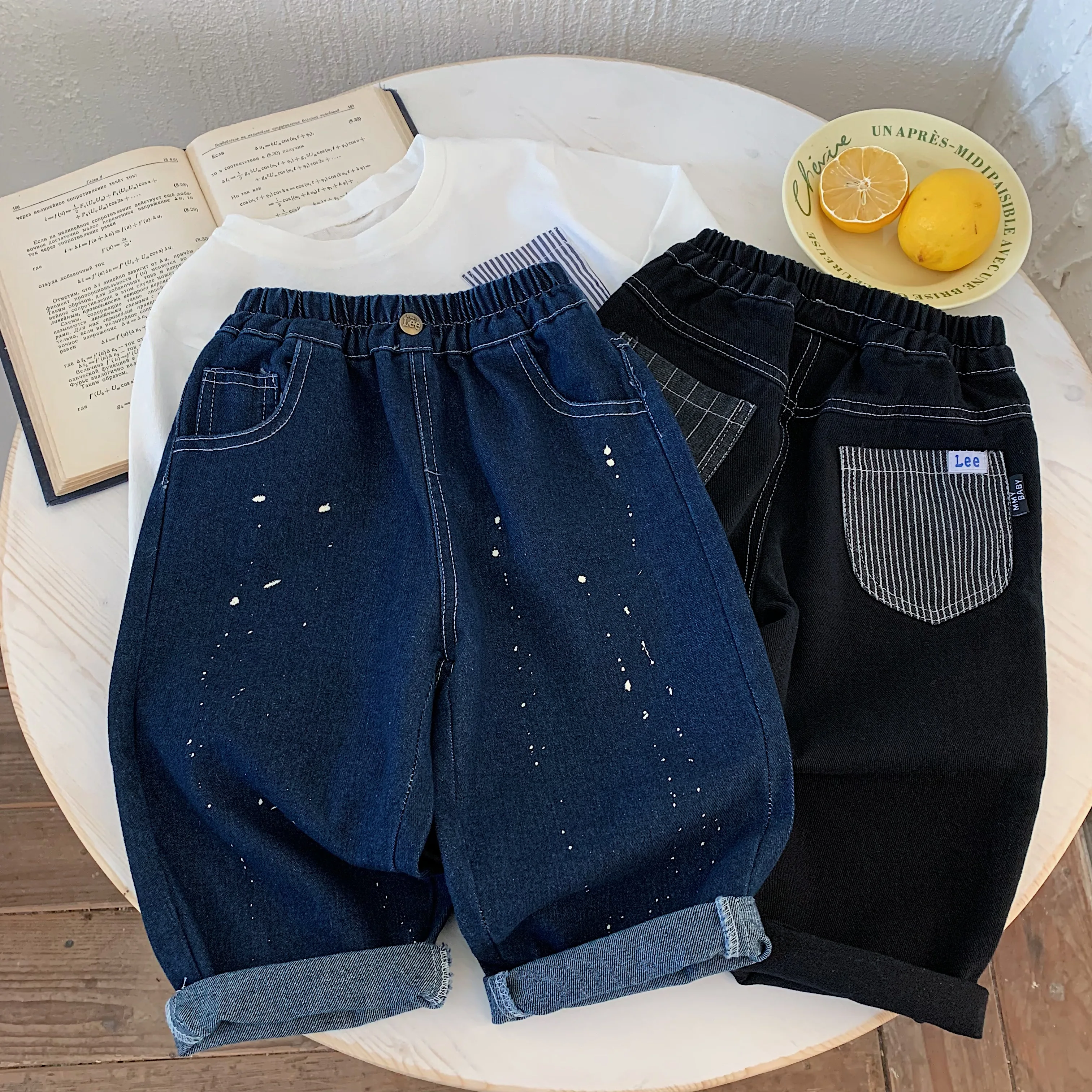 

Детские штаны, осенние джинсы с принтом чернил для мальчиков и девочек, детские повседневные штаны по индивидуальному заказу