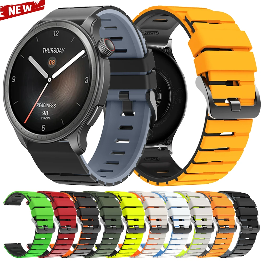 22 mm Silikon-Uhrenarmband für Huami Amazfit BALANCE 2/GTR3 Pro/GTR 4 2e 47 mm/Bip 6 46 mm/Stratos 3/Pace Ersatz-Sportarmband