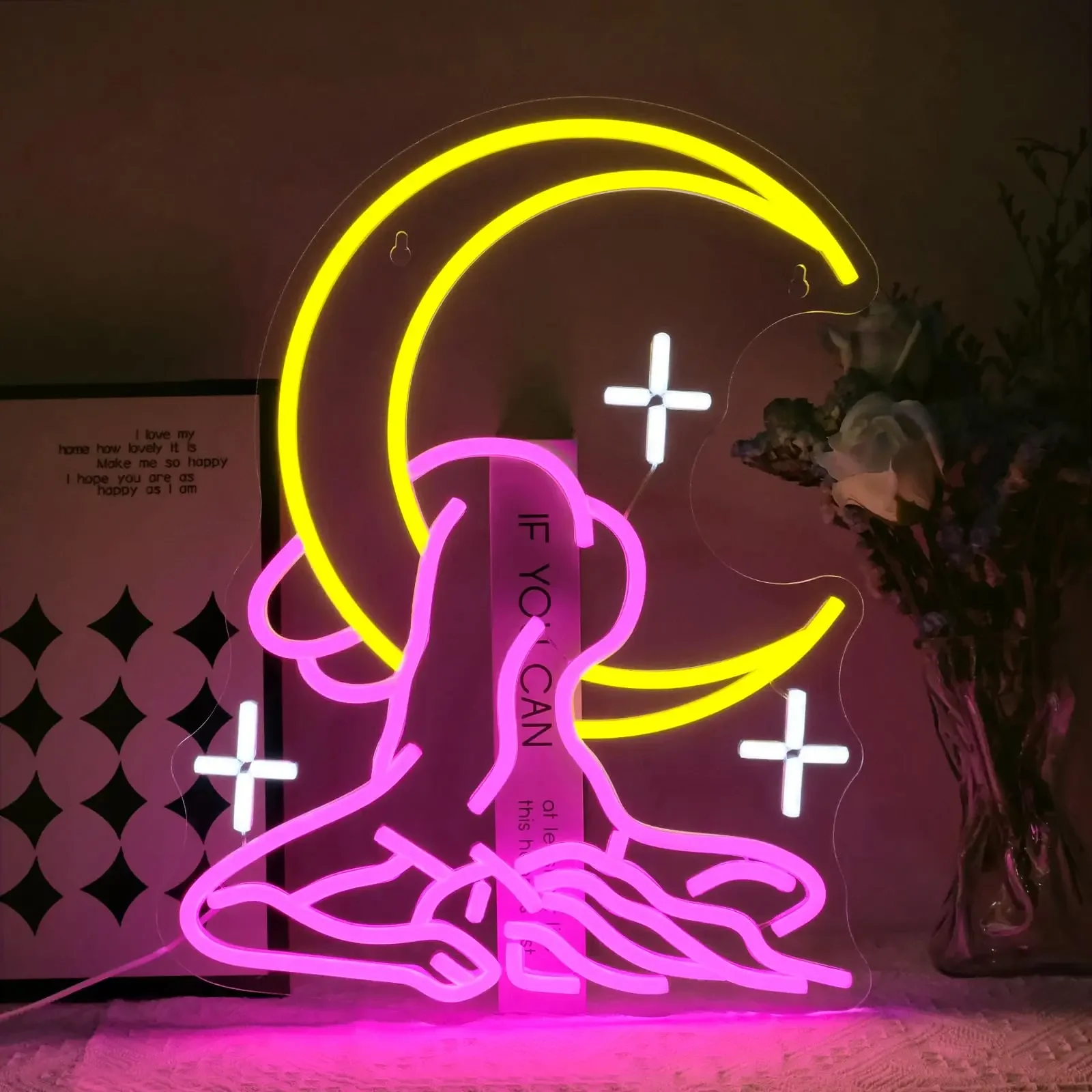 Custom Neon Sign Light Decoration for Bar Girls Room KTV Shop Art Decor Moon Lady Sexy Lady LED Neon Sign