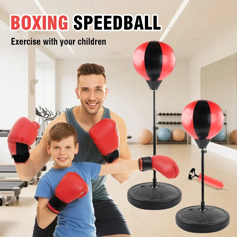 Children Boxing Set Adjustable Height Punching Ball Toys Speed Boxing Sports Set Indooer Fighting Game With Gloves Boys Gift