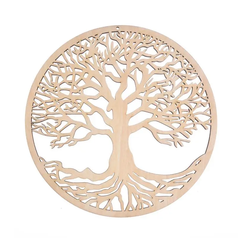 Wooden Tree Of Life Wall Art Round Cutout Decoration Wall Hangings Yoga Meditation Healing Artwork Christmas Party Home Decor