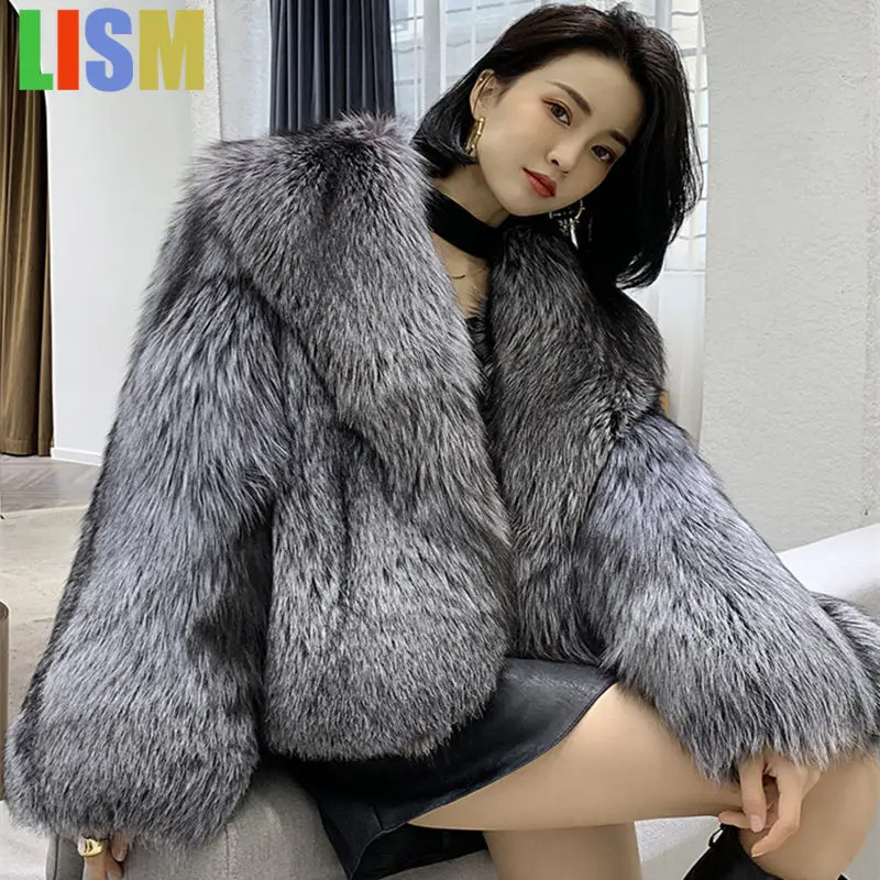 

LISM Women's winter coats Fashion Faux Fur Coat Fluffy Vintage Harajuku Fall Winter New Casual Jacket Comfortable Elegant Trendy