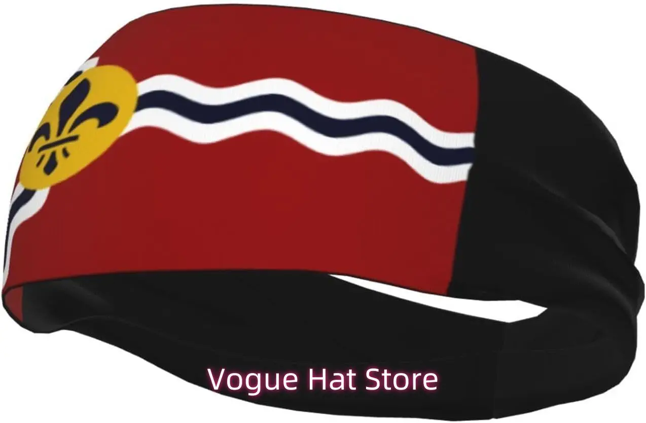 

Flag of St. Louis Missouri Headbands for Women Men Non Slip Headband,Soft Elastic Sports Hair Bands for Women's Hair, Basketball