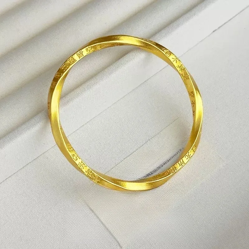 

Luxury 9999 24K Real Gold Classic Bracelet Women's Heart Sutra Mobius Bracelet Clasp Bracelet Women's Bracelet