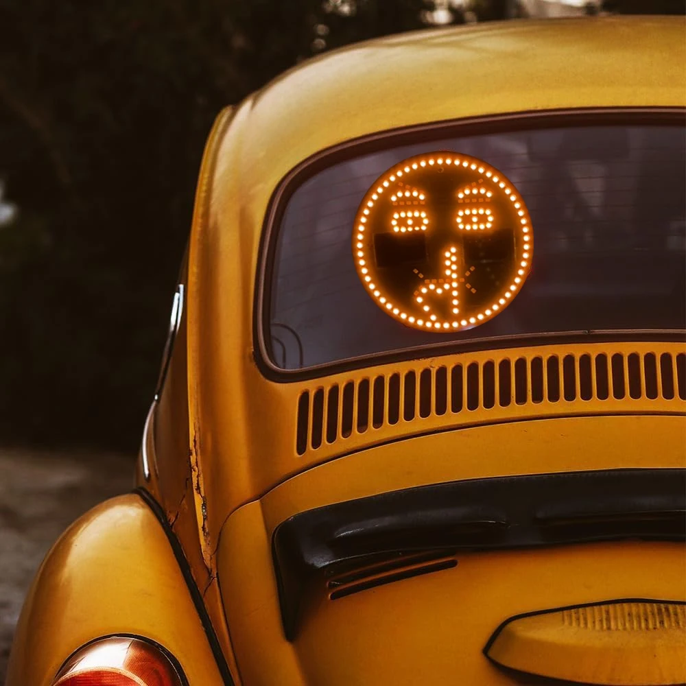 Interesting emoticon car decoration light, remote control for changing emoticons, used for outdoor driving of cars