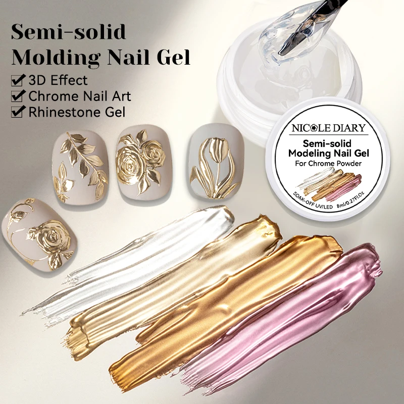 NICOLE DIARY Wave Liner Gel Nail Polish Semi Permanent Solid Molding Gel For DIY Painting Drawing Manicure Nails