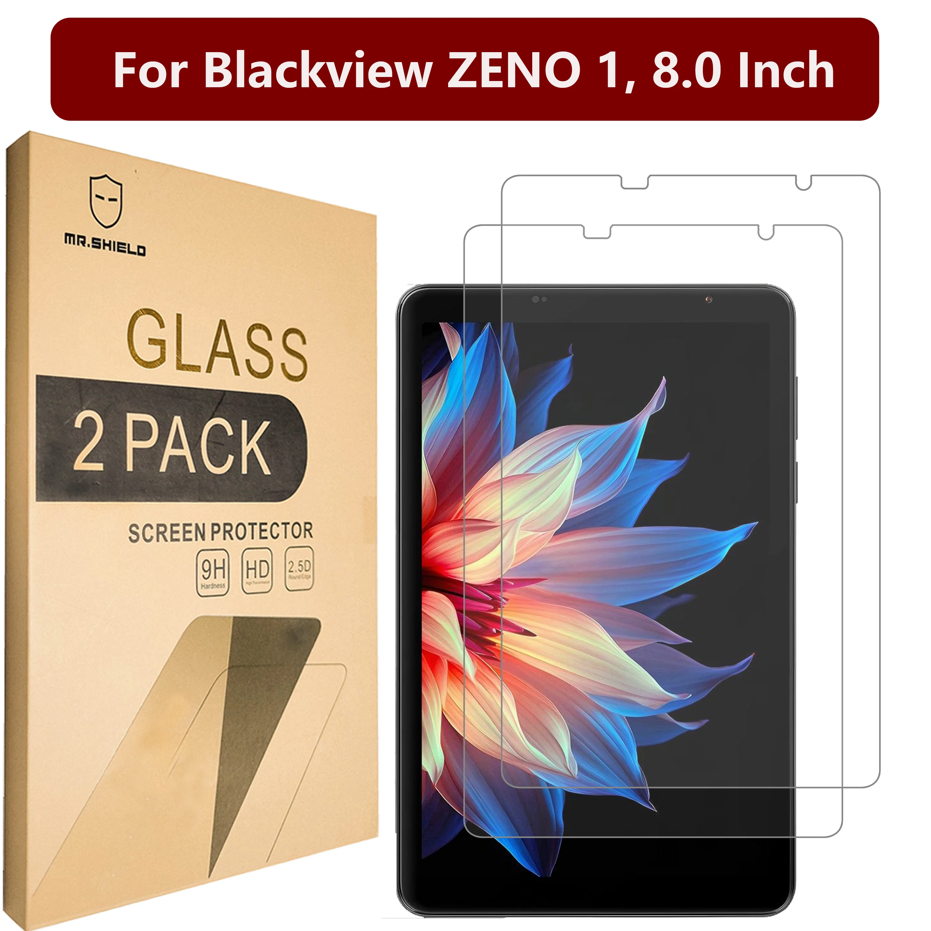 

Mr.Shield Screen Protector compatible with Blackview ZENO 1, 8.0 Inch [Tempered Glass] [2-PACK] [Japan Glass with 9H Hardness]