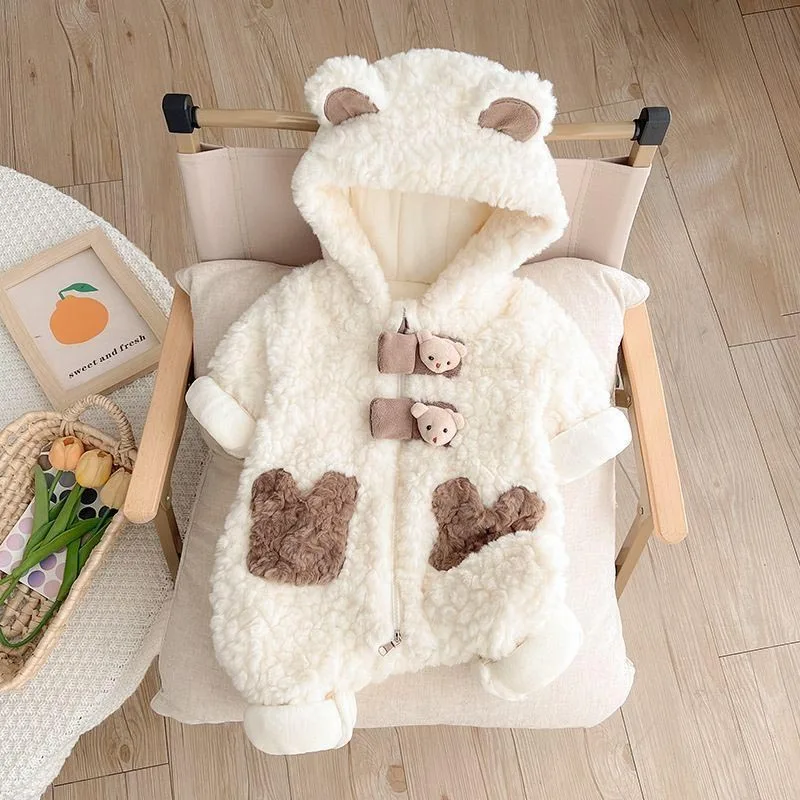 Autumn Winter Baby Quilted Romper Cartoon cute Newborn Thickened Warm Onesie Cotton Outerwear Toddler Creeper