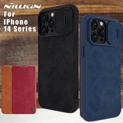 NILLKIN Qin for Apple iPhone 14 Pro Max Plus Case Camshield PU Flip Leather Case Card Slot Back Cover Cases for iPhone 14 Pro 5G