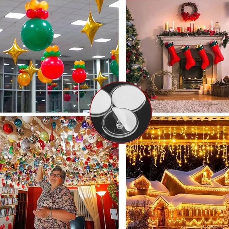 100 Pcs Ceiling Strong Small Adhesive Hook 3cm Hang Flag Poster Stick Hook Traceless Double-Sided Adhesive Wall Hooks Christmas