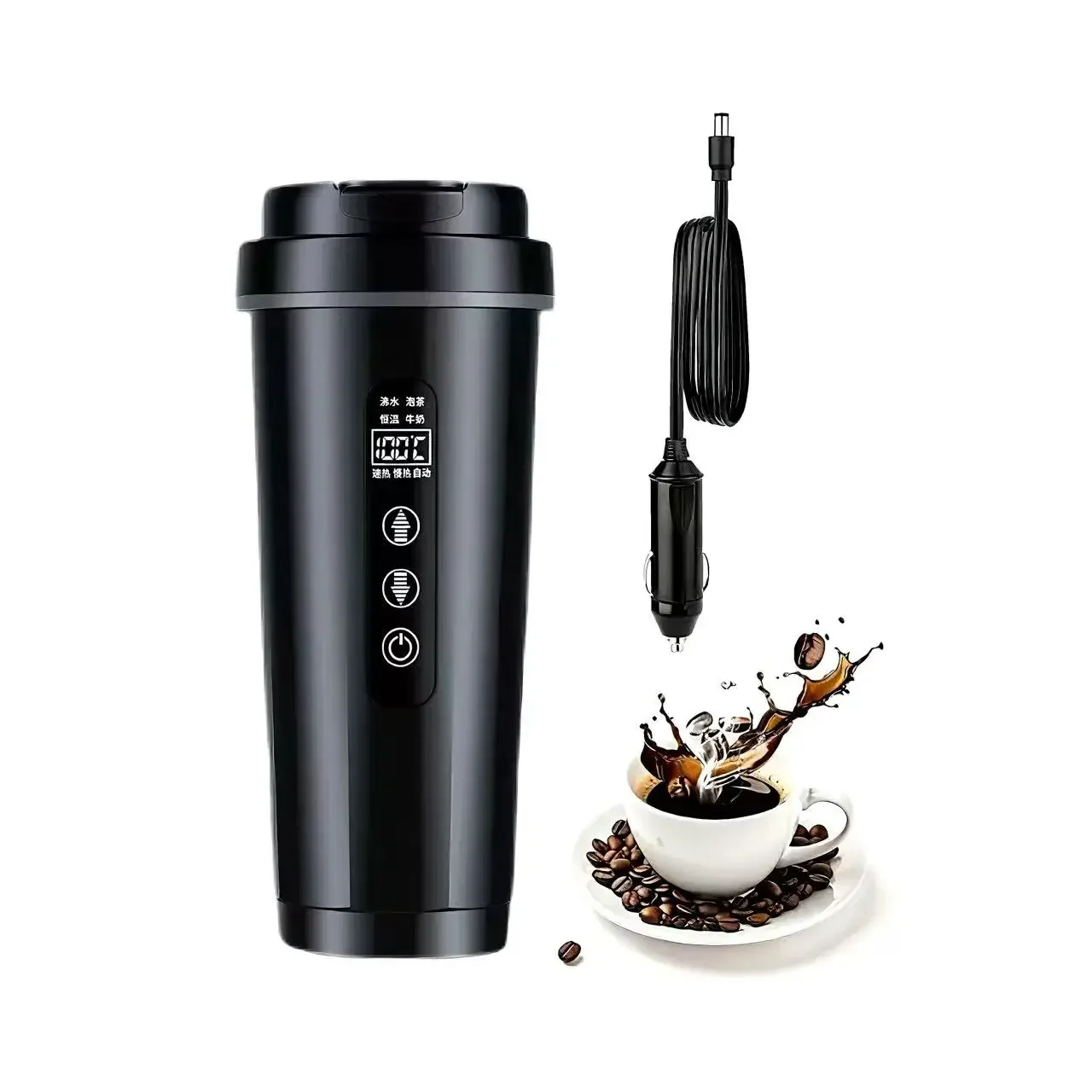 Car Heating Insulation Water Kettle 12V/24V Universal 316 Stainless Steel 500ml Large Capacity Intelligent Anti-dry Burning
