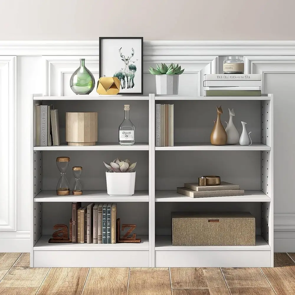 3-Tier Open Bookcase Set with 18-Position Adjustable Shelves, Anti-Toppling Devices, and Multi-Purpose Display Storage for Livin view 4