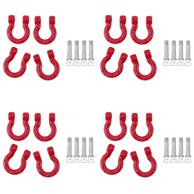 16 Stuks Rode Metalen Bumper D-Ring Trekhaak Voor 1/10 RC Crawler Auto Traxxas TRX-4 Axiale SCX10 90046 D90-[A68T]