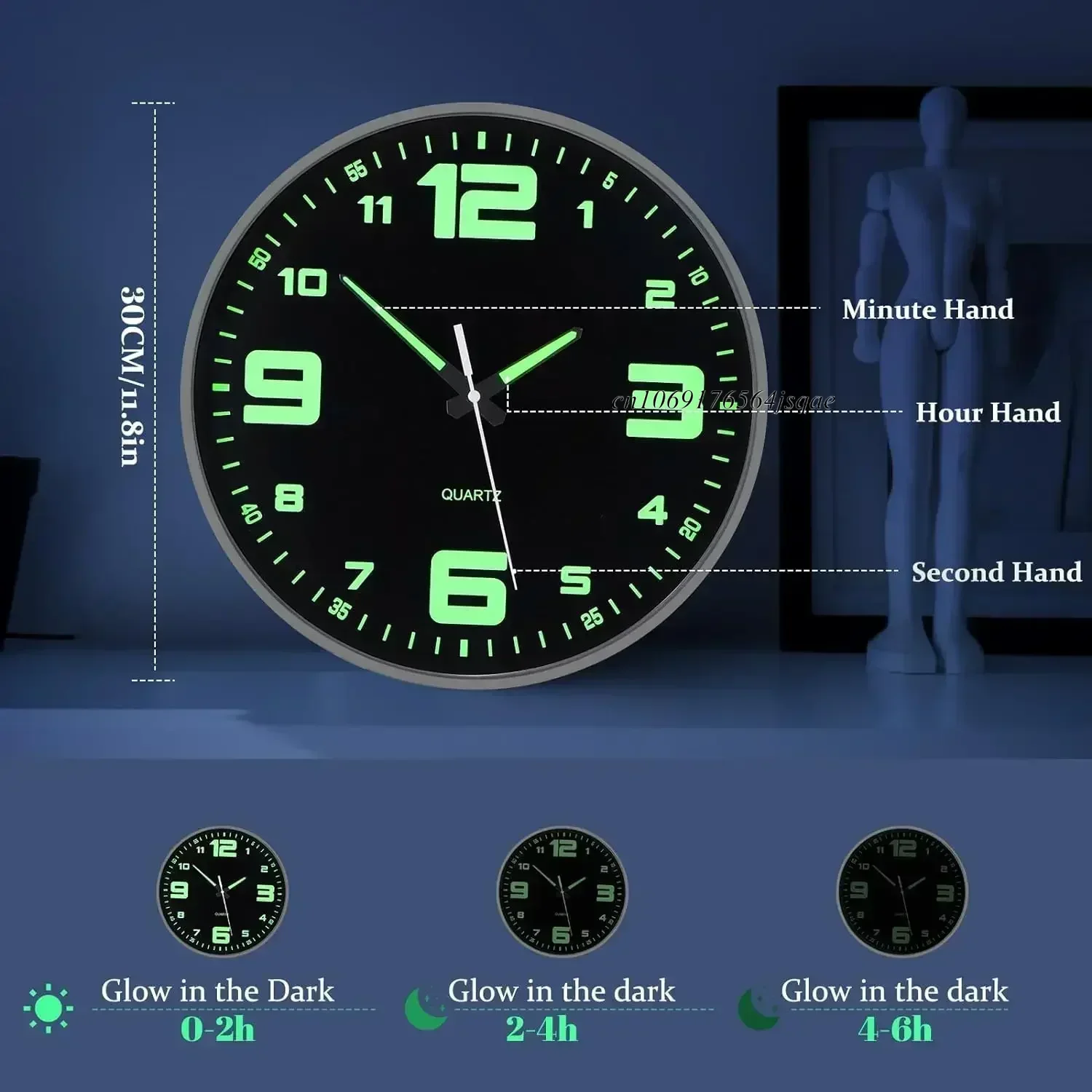 New Luminous Wall Clock Analog Wall Clock with Silent Sweep No Ticking Round Decorative Wall Clock for Dining Room School Office