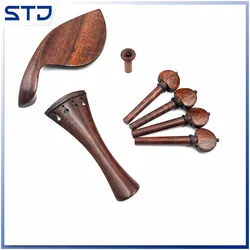 Nice-looking 1set 4/4 violin snakewood letterwood  parts fittings,Tailpiece+Tuning pegs+Endpins+Chin rest/Chin Holder