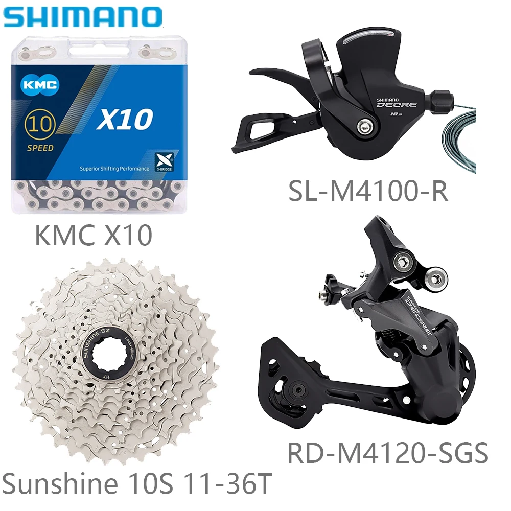 

SHIMANO M4100 10 Speed Derailleurs KMC X10 Chain 10V Sunshine 36/40/42/46/50T Cassette for MTB Bike Derailleur