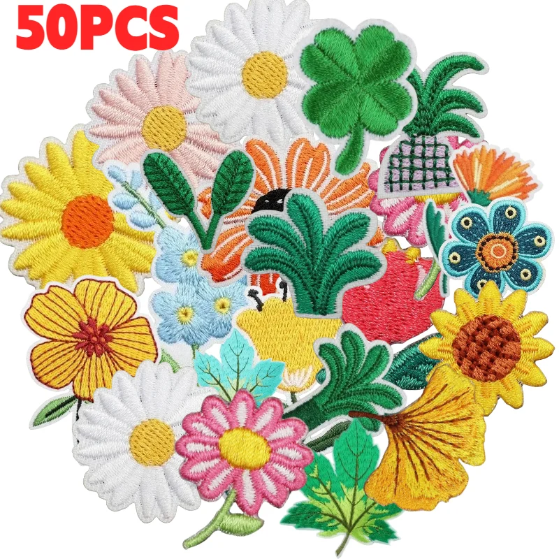10/20/30/40/50pcs Random Mixed Flower Animal Embroidery Patches, Iron on Lot for Clothing Bulk Wholesale Sewing Supplies view 6