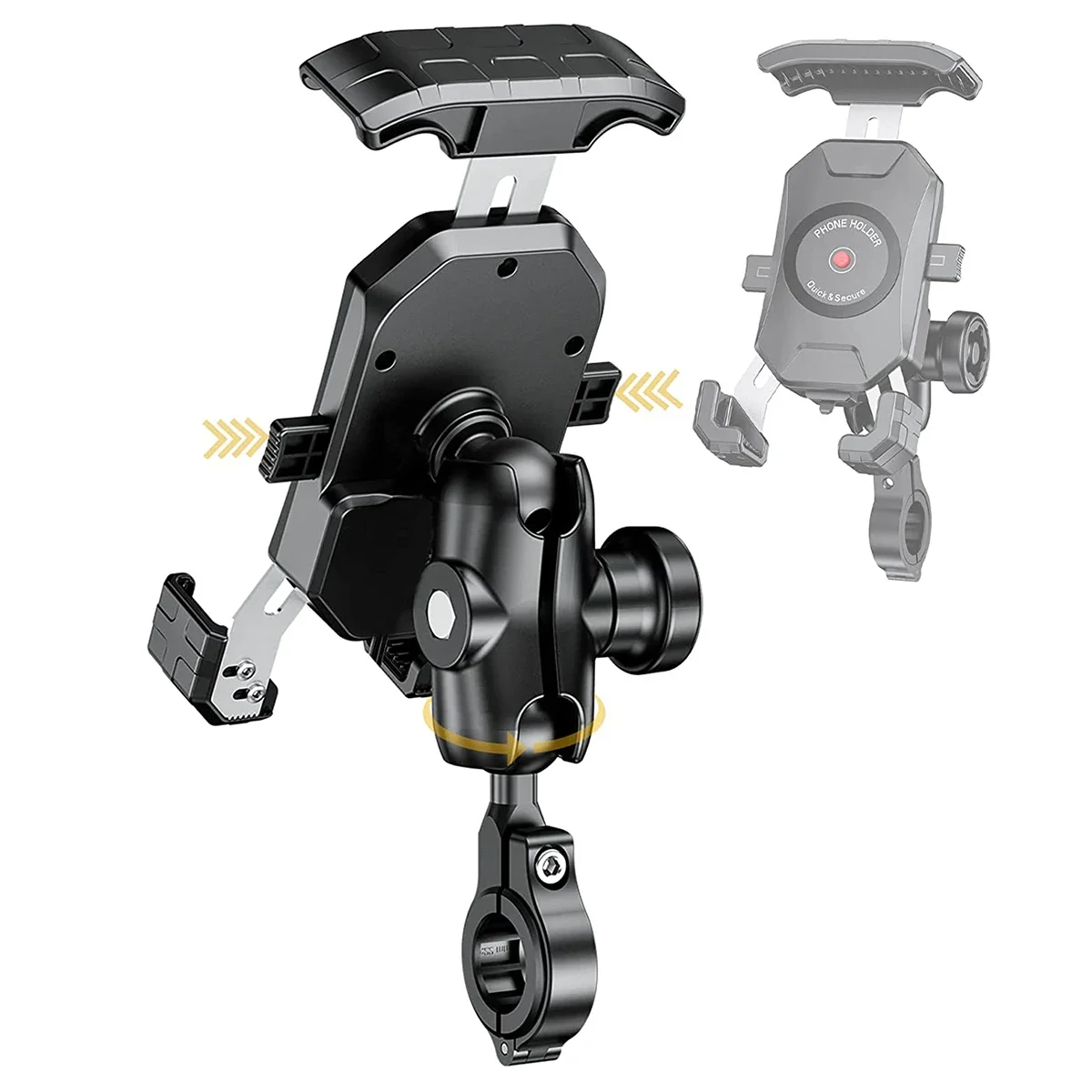 Aileap Aluminium Motorcycle Phone Holder Anti-theft Sturdy Metal Bike CellPhone Mount with Universal 720° Rotation Ball System