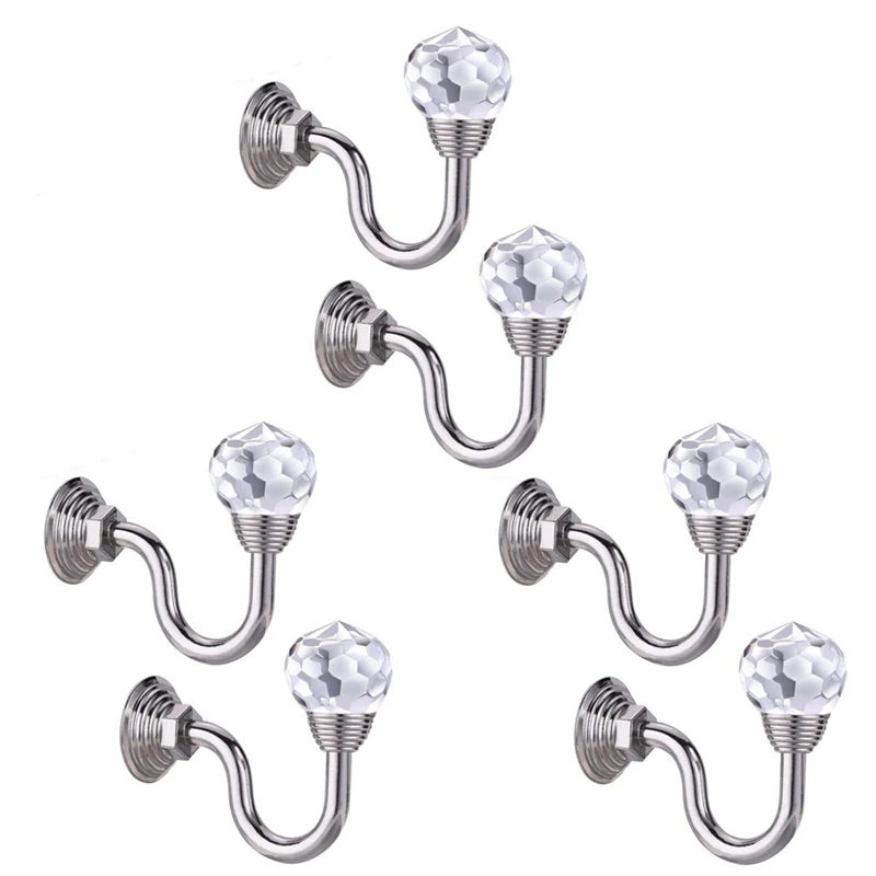 3 Pair Retro Crystal Glass Curtain Holdback Wall Tie Back Hook Hanger Holder Drawer Handle Curtain Accessories Hanger