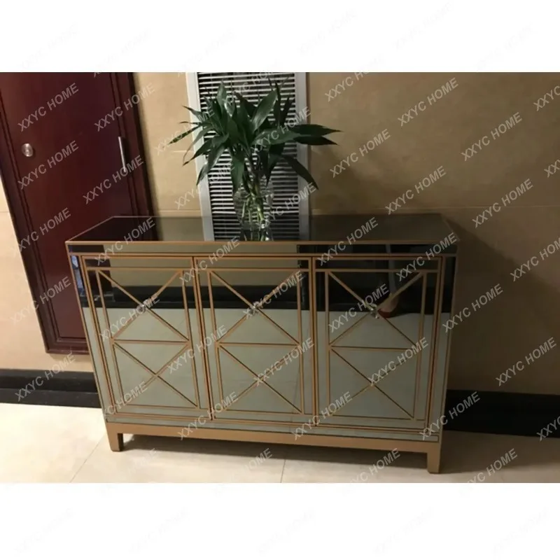 XXLiving room mirror locker multifunctional dining side cabinet glass entrance cabinet neoclassical