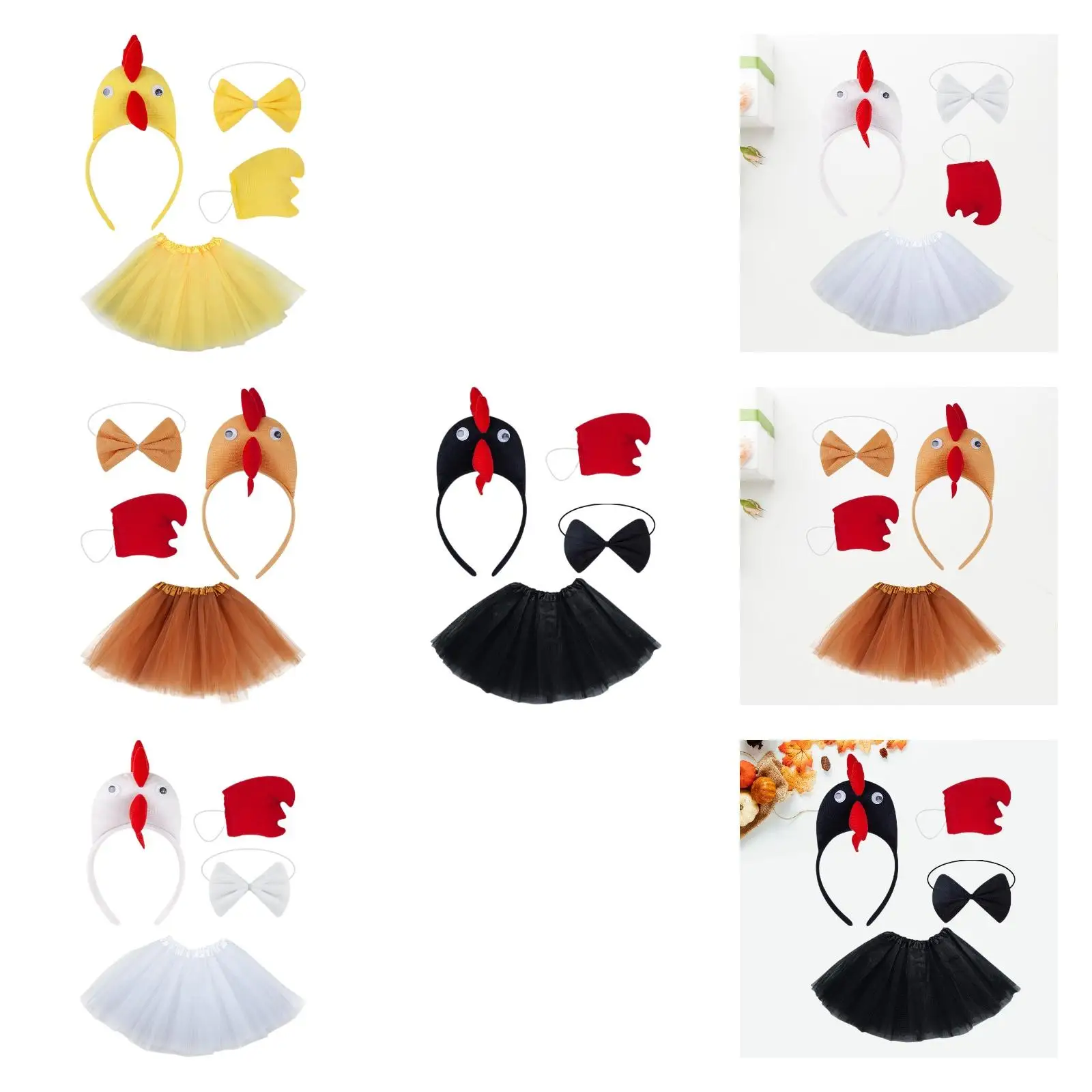 Chicken Costume Dress up for Girls with Bowtie Tail Farm Animal Costume Tulle Skirt for Holiday Thanksgiving Cosplay Halloween