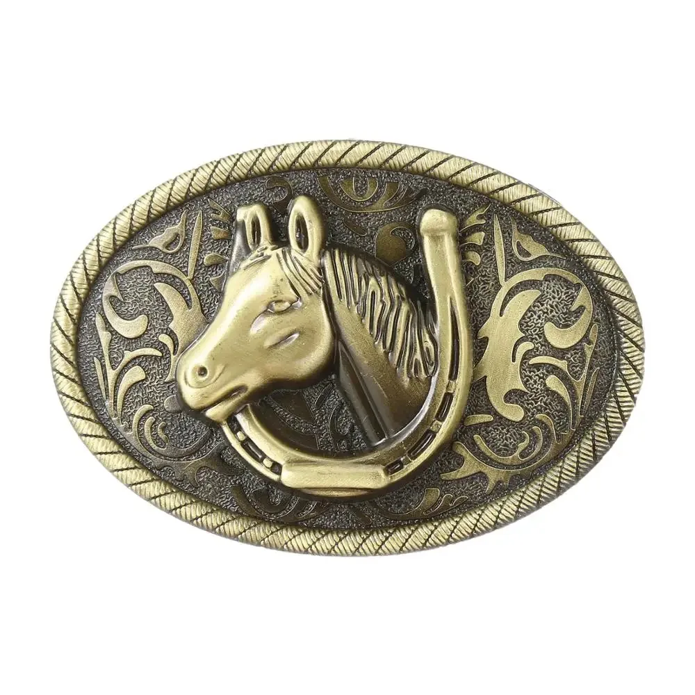 Western cowboy men's alloy horse head belt buckle jeans with horse head fashion accessories