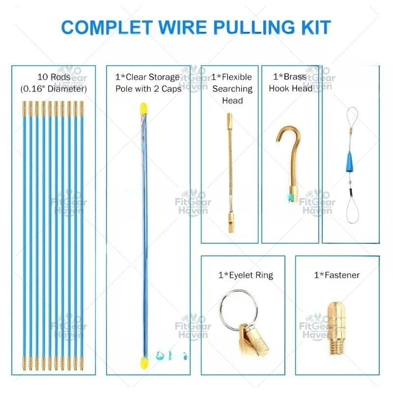 4mm x 1M Glass Fiber Cable Push Puller | Electrician Wire Threading Tool Wall Fish Tape Leader Puller Kit