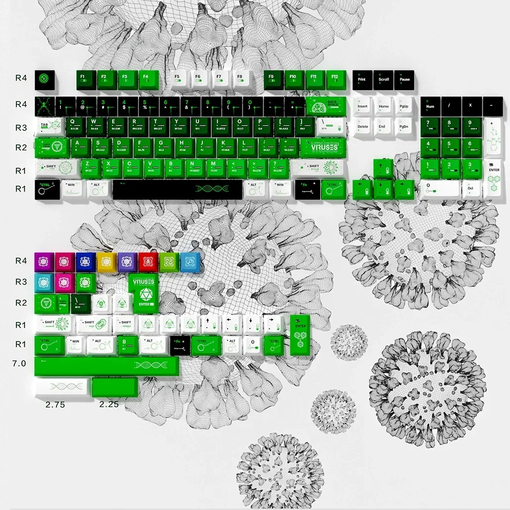 

Virus Keycap Original Height PBT Keycap 1.7 Thickness Rain 75wooting Sublimation