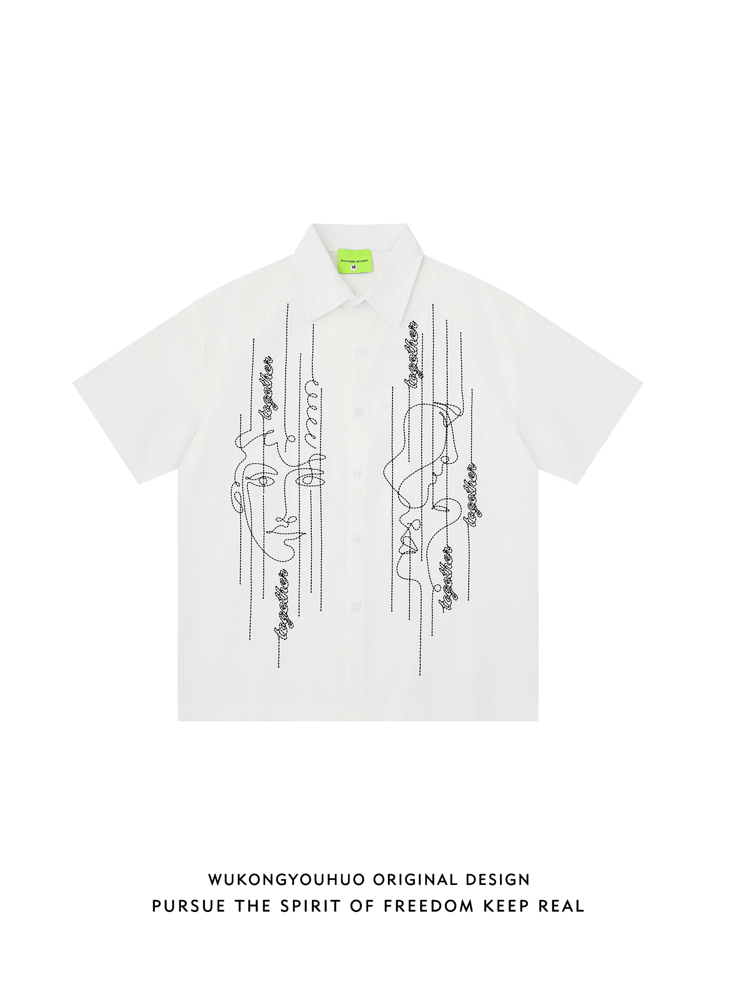 

Summer ort Sve Embroidery Design Loose Men's irt Casual Sle Versatile f Sve irt for Couples Youth Faion