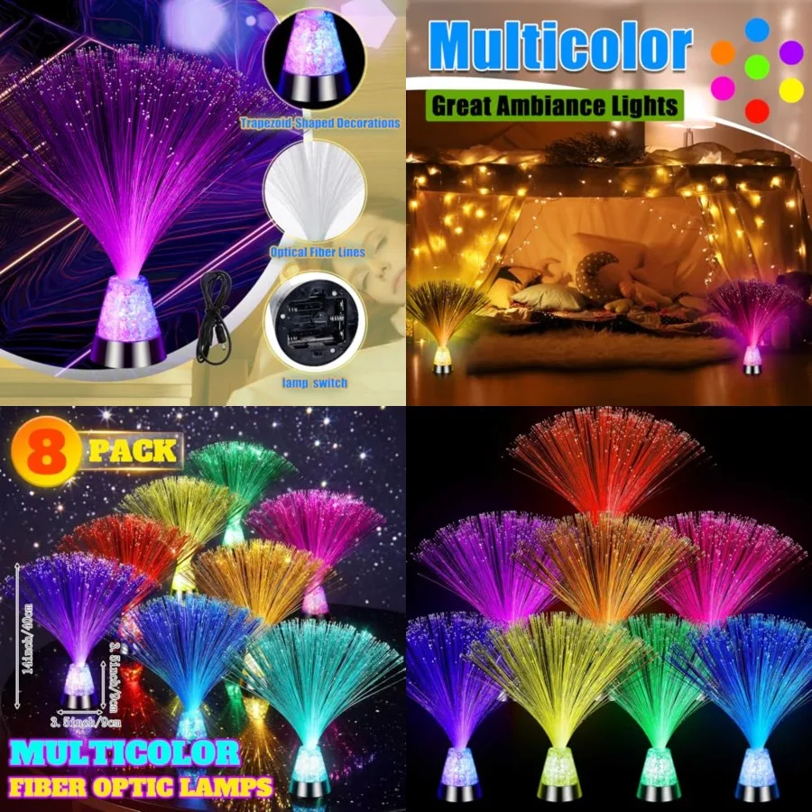 

Pieces Fiber Optic Lamp with Crystal Base 1inch Multicolored Sensory Lights Centerpiece Changing USB Battery Powered Fiber Opti