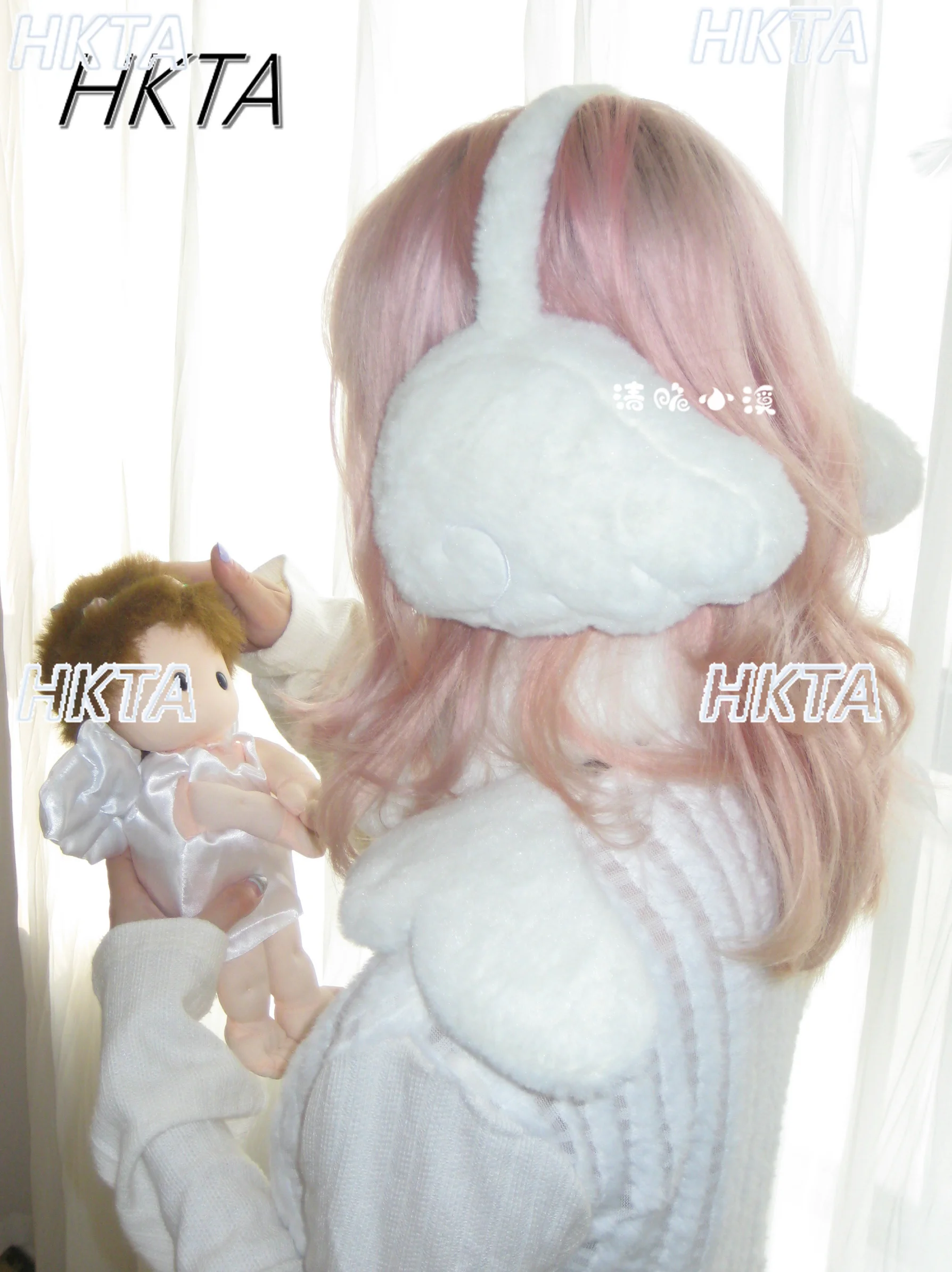 

Sweet 25 Autumn Winter New Versatile Plush Wings Earmuffs Cute Kawaii Lolita Warm White Ear Protectors Apparel Accessories Women
