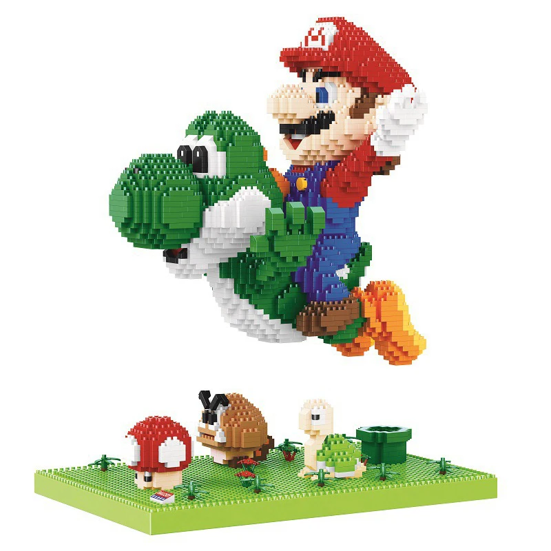 Super Building Blocks Mario Bros with Flying Yoshi Education Diamond Micro Bricks Action Model Figures Toys for Children