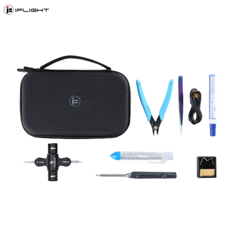 iFlight Tool Storage Bag W/ FPV Soldering Iron Kit Wrench/Iron/Soldering Pen/Tin Wire/ Tweezers/Cutting Pliers Tool Handbag Bag