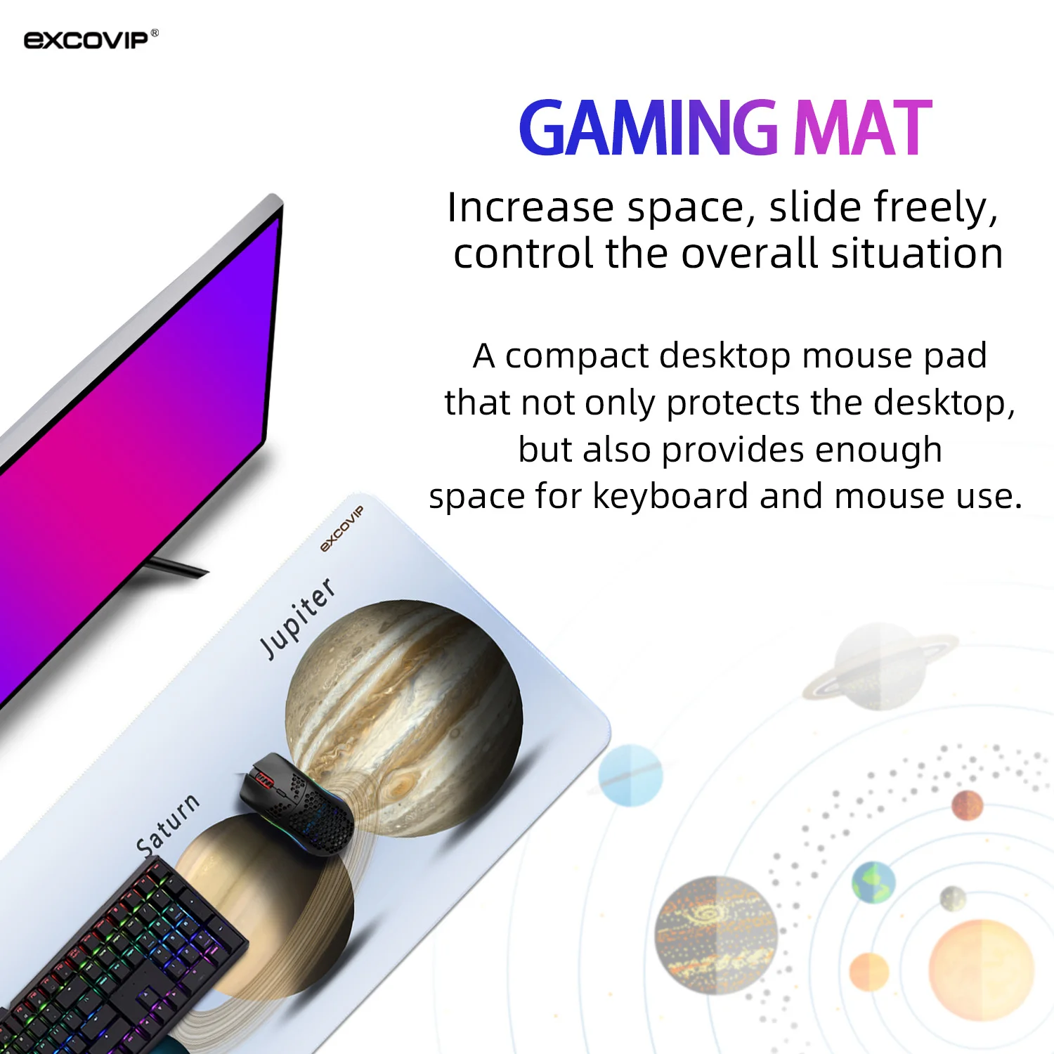 EXCO Gaming Mouse Pad Large Extended Computer Desk Mat with Stitched Edge Non-Slip Base Big Keyboard Mousepad for Gamer Office