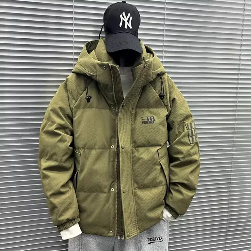 

Мужская толстая пуховая куртка с капюшоном, осень-зима, легкая теплая спортивная одежда, мужская свободная пуховая куртка с отложным воротником, пальто