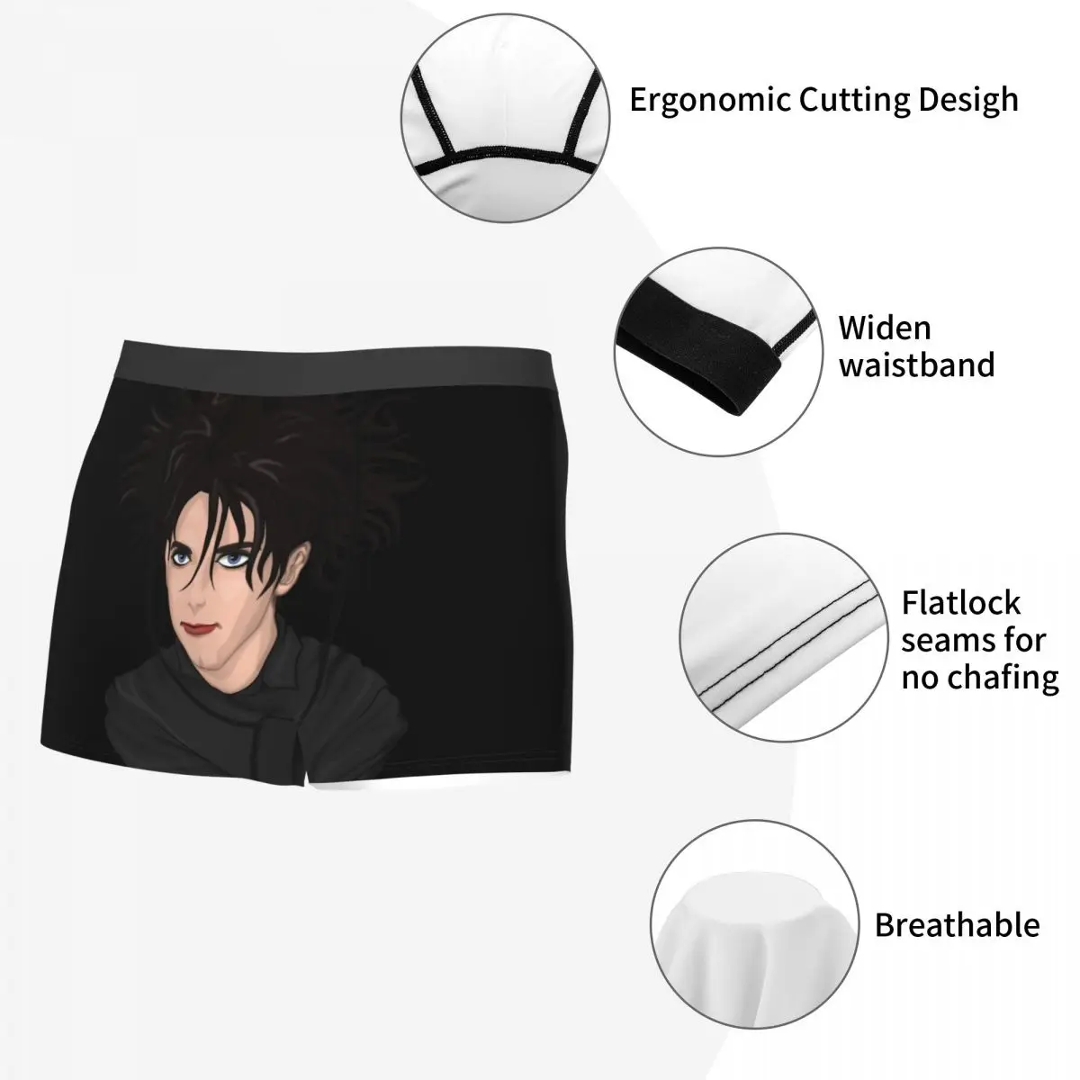 The Cure Robert Smith-Calzoncillos bóxer para hombre, ropa interior muy transpirable, alta calidad, Idea de regalo