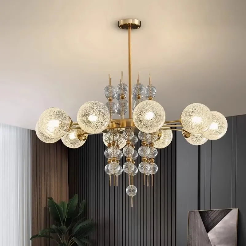 Modern Minimalist Living Rooms Chandelier Dining Room Design Glass Bubble Ball Lamping Magic Bean Art Bedroom Lamps